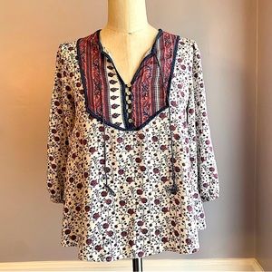 3/$12 Forever 21 boho three-quarter sleeve peasant blouse Size Small